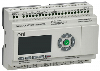 Контроллер программируемый логический HVAC S ЦПУ 8DI 8DO 1AI 4PT 2AO LED дисплей RS485 24В DC ONI HVAC-S-CPU23DRA48NNN00024