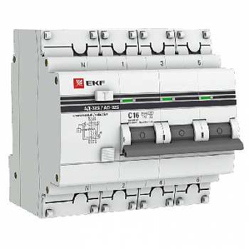 Выключатель автоматический дифференциального тока 4п (3P+N) 16А 300мА АД-32 селект. PROxima EKF DA32-16-300S-4P-pro