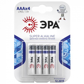 Гальванический элемент Элемент питания алкалиновый AAA/LR03 LR03-4BL (блист.4шт) Эра C0038451