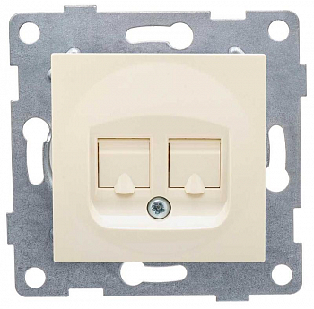 Вставка/крышка для коммуникационных технологий Розетка компьютерная + телефонная 2-м СП Ugra RJ45 + RJ12 механизм беж. GUSI С11КТ-003