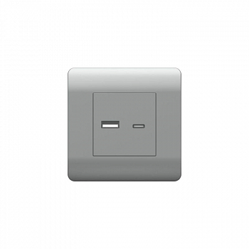 Розетка силовая (штепсельная) Розетка USB NEW3-E тип A+C 5В/2.1А серебр. CHINT 431451