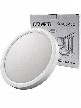 Светильник настенно-потолочный Светильник светодиодный SLIM WHITE 24Вт 6500К IP40 1660лм 230В 230х25мм КОСМОС KSlim24w_W6500K