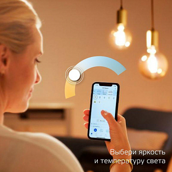 Лампа светодиодная Лампа светодиодная умная Smart Home 4.5Вт свеча 2000-6500К E14 495лм измен. цветов. темпер.+ диммир. управление по Wi-Fi GAUSS 1250112