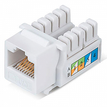Разъем модульный Модуль Keystone Jack RJ-45(8P8C) UTP неэкранир. кат.6 тип 90град. бел. PRO Rexant 02-0254