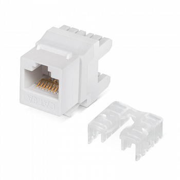 Разъем модульный Вставка Keystone Jack RJ45 (8P8C) 180град. кат.6A Dual IDC (110&Krone type) бел. Cabeus 7654c