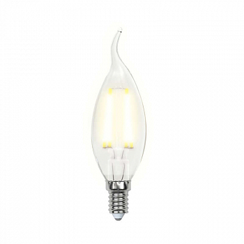 Лампа светодиодная Лампа светодиодная LED-CW35-5W/WW/E14/CL/DIM GLA01TR форма "свеча на ветру" прозр. Air свет теплый бел. 3000К упак. картон. диммир. Uniel UL-00002863