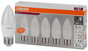 Лампа светодиодная Лампа светодиодная LED Value LVCLB60 7SW/865 7Вт свеча матовая E27 230В 2х5 RU (уп.5шт) OSRAM 4058075578074