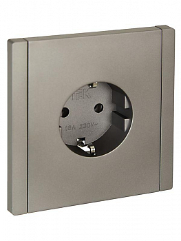 Розетка силовая (штепсельная) Розетка СП FORTE&PIANO FP514 16А с заземл. без защ. шторок безвинт. крепл. сталь IEK FP-R11-16-1-K46