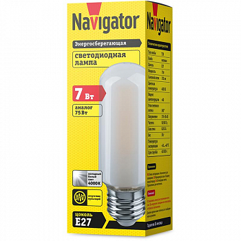 Лампа светодиодная Лампа светодиодная филаментная 14 440 NLL-F-T39-7-230-4K-E27-FR FILAMENT матовая E27 176-264В 110мм Navigator 14440