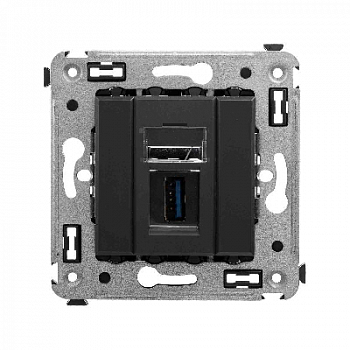 Вставка/крышка для коммуникационных технологий Розетка USB 3.0 1-м СП Avanti "Черный матовый" тип А-А DKC 4412303