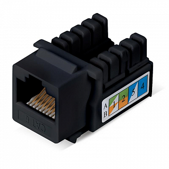 Разъем модульный Вставка Keystone Jack RJ45 кат.6 заделка тип 110 черн. Cabeus 9483c