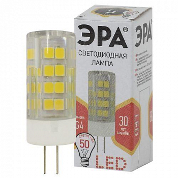 Лампа светодиодная Лампа светодиодная JC-5w-220V-corn ceramics-827-G4 400лм ЭРА Б0027857