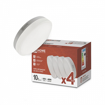 Лампа светодиодная Лампа светодиодная LED-GX53-VC 4PACK 10Вт 4000К нейтр. бел. 950лм 230В (уп.4шт) IN HOME 4690612052946