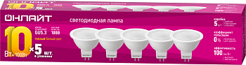 Лампа светодиодная Лампа светодиодная 90 615 ОLL-MR16-10-230-3K-GU5.3-PACK5 ОНЛАЙТ 90615