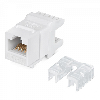 Разъем модульный Вставка Keystone Jack RJ45 (8P8C) 180град. кат.6 Dual IDC (110&Krone type) бел. Cabeus 7961c