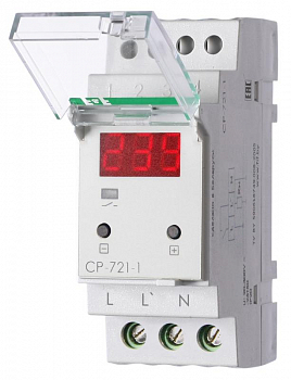 Реле напряжения Реле напряжения CP-721-1 (CP-721-63A) (однофазное; цифровая индикация; напряжение питания 50-450В контакт 1NO 63А встроен. таймер регистрация аварий в памяти индикация текущего напряжения) (аналог УЗМ) F&F EA04.009.013