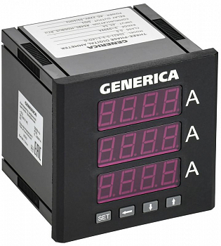 Амперметры Амперметр цифровой щитовой 3ф DO RS-485 96х96 LED GENERICA IDA21-5-3-3-LED-G