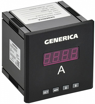 Амперметры Амперметр цифровой щитовой 1ф 96х96 LED GENERICA IDA21-5-1-0-LED-G