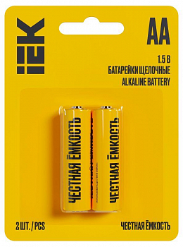 Гальванический элемент Элемент питания алкалиновый AA/LR6 Alkaline (блист.2шт) IEK ABT-LR06-OP-L02