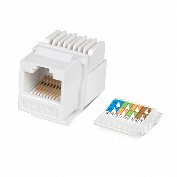 Разъем модульный Вставка Keystone Jack RJ45 (8P8C) кат.5E без инструмента Toolless бел. Cabeus 7480c