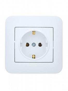 Розетка с заземлением стандарта SCHUKO Розетка 1-м СП ASTI 16А IP20 с заземл. термопласт в сборе бел. LEZARD 7081-0202-122B