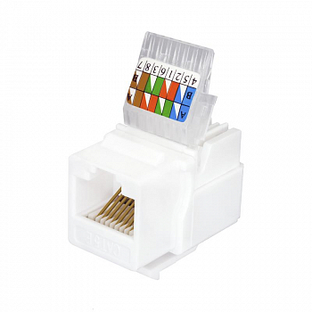 Разъем модульный Модуль Keystone Jack RJ45 (8P8C) UTP кат.5E без инструмента бел. SUPRLAN 10-0312