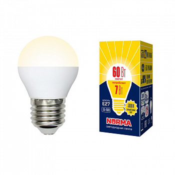 Лампа светодиодная Лампа светодиодная LED-G45-7W/WW/E27/FR/NR Norma 7Вт матовая E27 (упак. картон) Volpe UL-00003823