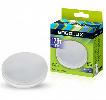 Лампа светодиодная Лампа светодиодная LED-GX53-12W-GX53-6K 12Вт GX53 6500К 180-280В Ergolux 14238