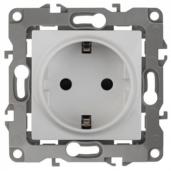 Розетка силовая (штепсельная) Розетка 1-м СП Эра12 12-2011-01 16А IP20 16AX 250В 2P+E Schuko без монтаж. лапок винт бел. Эра Б0029234
