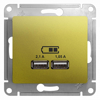 Розетка USB 2-м СП Glossa тип A+A 5В/2100мА 2х5В/1050мА механизм фисташк. SE GSL001033