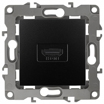 Вставка/крышка для коммуникационных технологий Розетка 12-3114-05 HDMI антрацит ЭРА Б0027485