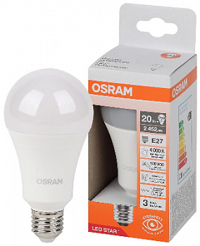 Лампа светодиодная Лампа светодиодная LSCLA250 20W/840 230VFR LED Star 20Вт 4000К нейтр. бел. E27 2452лм A угол пучка 180град. 170-250В (замена 250Вт) матов. пластик OSRAM 4058075695504