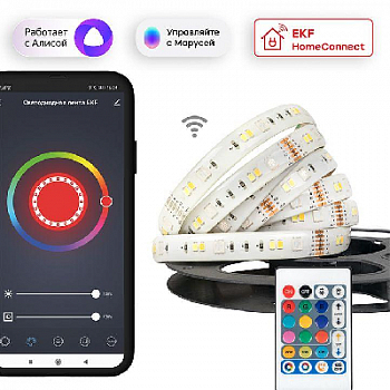 Лента/полоса светодиодная Лента светодиодная Умная Connect RGBW 3м EKF slswf-3-rgbw