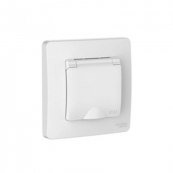 Розетка силовая (штепсельная) Розетка 1-м СП Blanca 16А IP44 250В с заземл. защ. шторки с крышкой бел. SE BLNRS441111