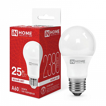 Лампа светодиодная Лампа светодиодная LED-A60-VC 25Вт 4000К E27 2380лм 230В IN HOME 4690612062051