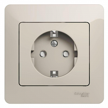 Розетка силовая (штепсельная) Розетка 1-м СП Glossa 16А IP20 250В с заземл. защ. шторки в сборе молоч. SE GSL000944