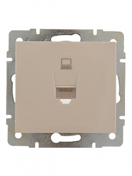 Розетка силовая (штепсельная) Розетка компьютерная СП Rain RJ45 16А IP20 механизм крем. LEZARD 703-0388-139