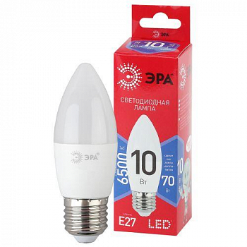 Лампа светодиодная Лампа светодиодная RED LINE LED B35-10W-865-E27 R 10Вт B35 свеча 6500К холод. бел. E27 Эра Б0045338