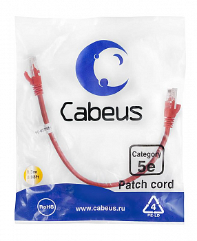 Кабель соединительный медный (витая пара) Патч-корд U/UTP кат.5E PC-UTP-RJ45-Cat.5e-0.3m-RD 2xRJ45/8p8c неэкранир. PVC 0.3м красн. Cabeus 7660c